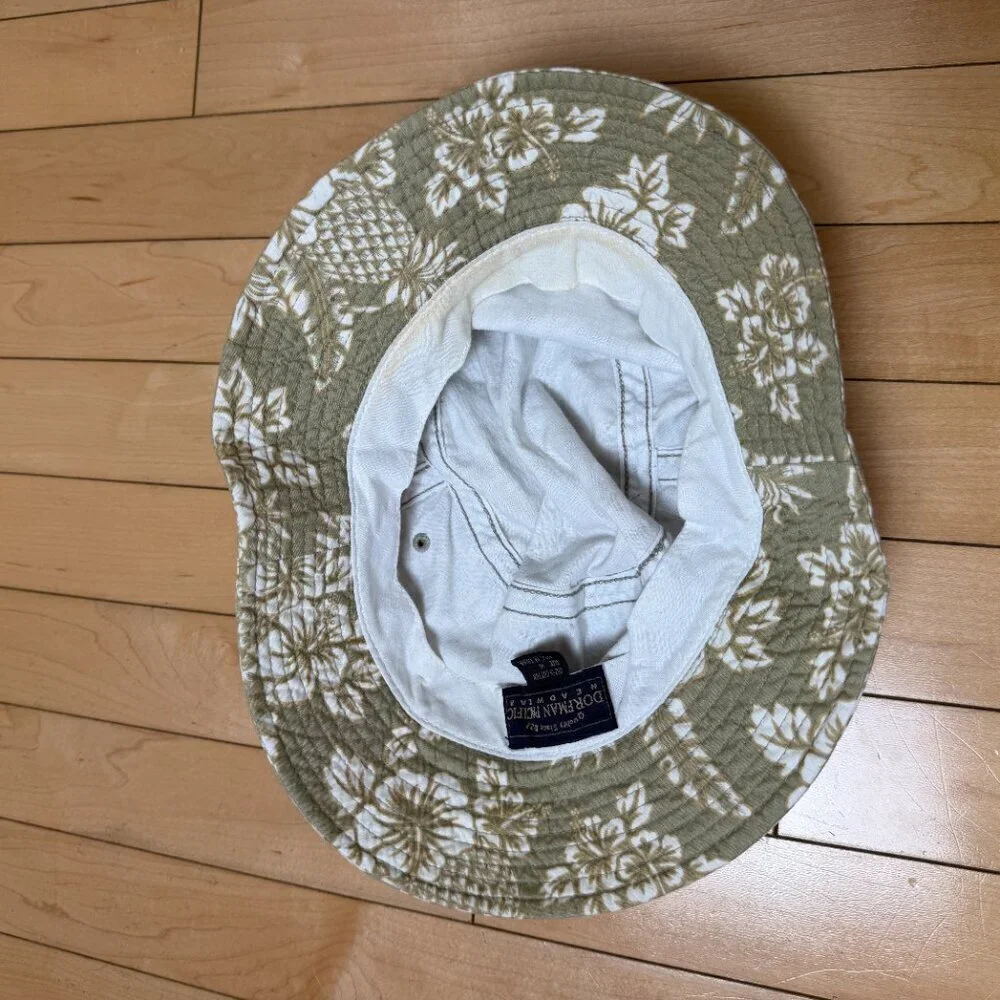 Dorfman Pacific Headware Sage Green hawaiian floral Bucket hat Size Medium